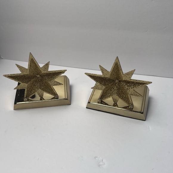 Set Of 2 Glitter Star Stocking Holder Gold Glitter Christmas Stocking Holders - Picture 7 of 12